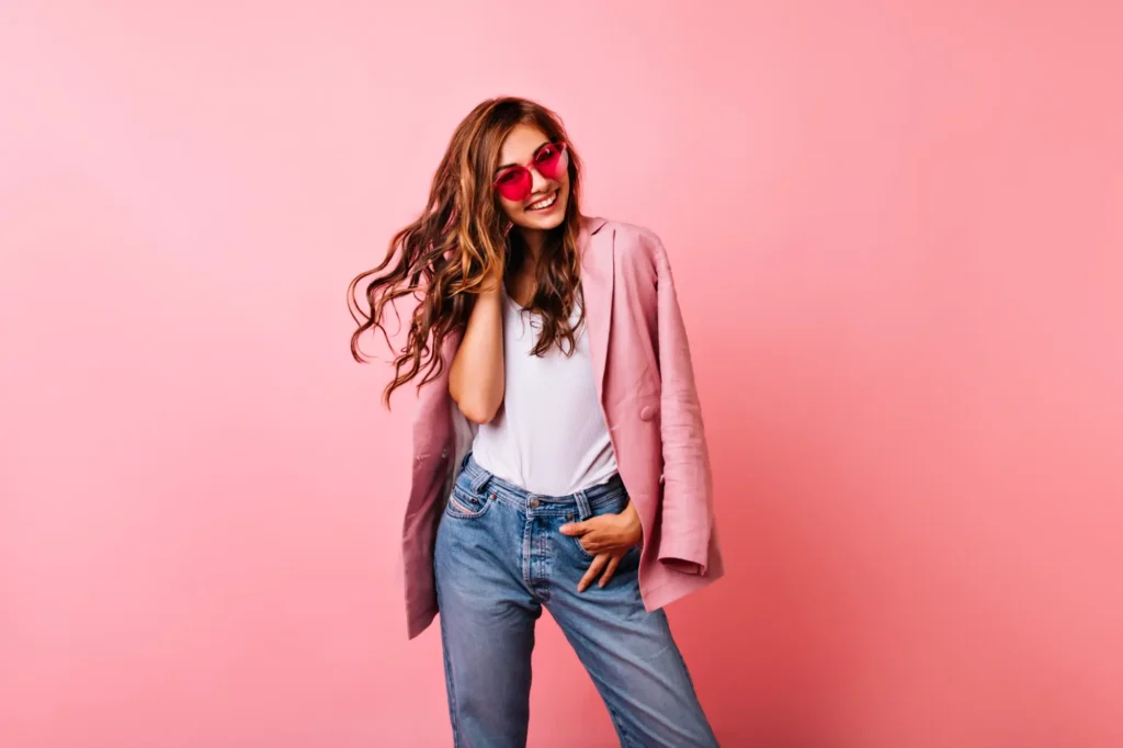 Model in pink cloths