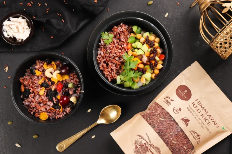 Red Rice product photo creative image on black background